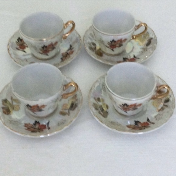Vintage Sterling China Demitasse cups & Saucers Set of Four no cracks or chips - Picture 1 of 6